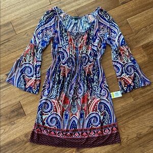 INC International Concepts Blue, Red and White Scoop Neck Sundress